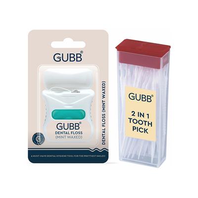 Gubb Dental Care Combo 2 In 1 Toothpick 50S and Dental Floss Mint 50M 80 gm - Floss & Tongue Cleaners