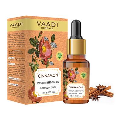 Vaadi Herbals Cinnamon Essential Oil - Soothes Skin Inflammation, Relieves Stress & Anxiety & Improves Concentration - 100% Pure Therapeutic Grade 10 ml - Essential Oils