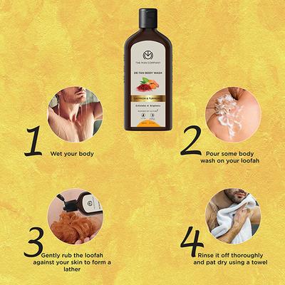 The Man Company De-tan Body Wash With Saffron- Turmeric & Walnut for Skin Brightening 200 ml - Shower Gels & Body Wash