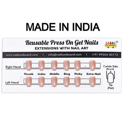 Nails On Board Handmade Press On Gel Nails- Chocolate Nude Medium 50 gm - Nail Care