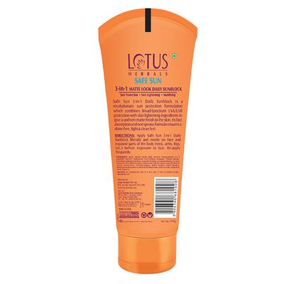 Lotus Herbals Safe Sun 3 In 1 Matte-Look Daily Sunblock Pa+++ Spf-40 100 Gm - Face Sunscreen