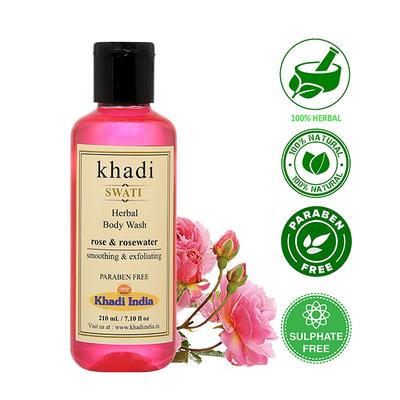 Khadi Swati Herbal Bodywash - Rose & Rosewater 210 ml - Shower Gels & Body Wash
