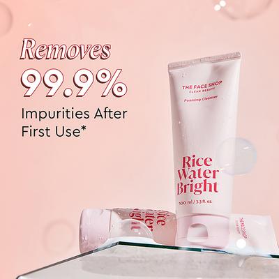 The Face Shop Rice Water Bright Foaming Cleanser - Best Korean Face Wash for Even Tone Skin 100 ml - Face Wash & Cleansers