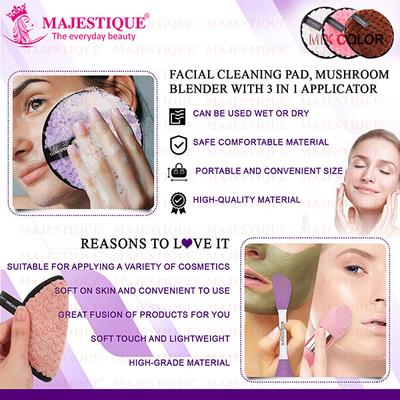 Majestique Face Cleansing Pad, Mushroom Blender and Facial Applicator - 3Pcs/Multicolor 1's - Facial Wipes & Tissues