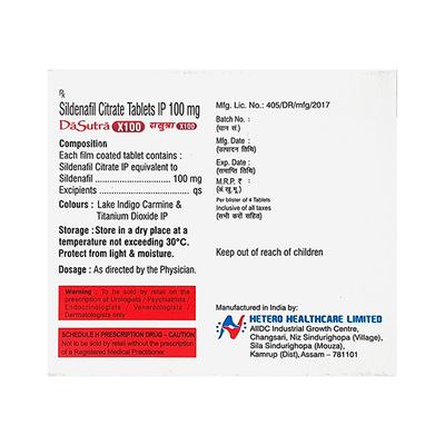 DA SUTRA X 100 Tablet 4's - Impotence/Erectile Dysfunction (Ed)