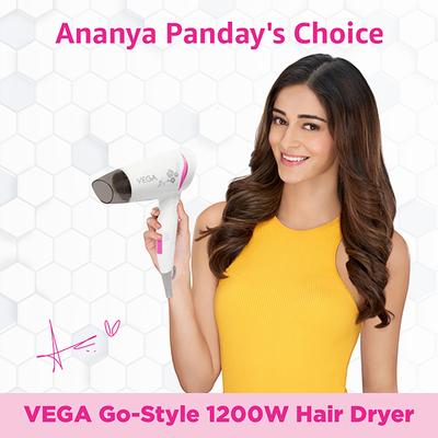 VEGA Go Style 1200w Hot & Cool Foldable Hair Dryer (VHDH-18) White 1 gm - Hair Dryers