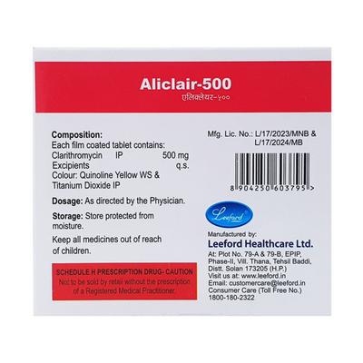 ALICLAIR 500 Tablet 4's - Bacterial Infections-Mac