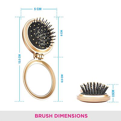Vega Compact Folding Hair Brush For Women, Mini Travel Pocket Tool For Wet & Dry Use, (R2-Fm) - Hair Brushes