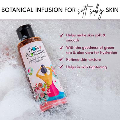 Boho Botanist Body Wash Bulgarian Rose & Peony - Skin Softening Shower Gel, All Skin Types 350 ml - Shower Gels & Body Wash