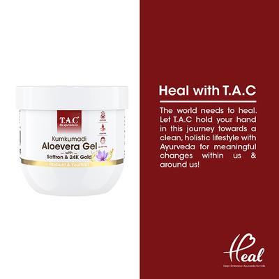 T.A.C - The Ayurveda Co. Kumkumandi Aloevera Gel with 24K Gold Flakes For Radiant & Youthful Skin 100 gm - Face Gels