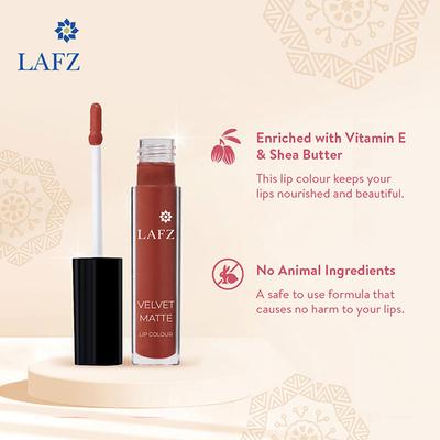 Lafz Transfer Proof & Smudge Proof Velvet Matte Lip Colour, Brick Red 5.5 ml - Liquid Lipsticks