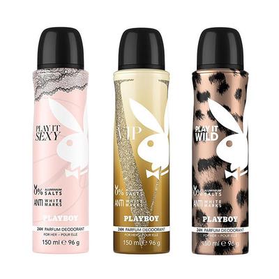 Playboy Sexy + VIP + Wild Deo New Combo Set - Pack of 3 Mens 450 ml - Men Deodorants/Roll-Ons