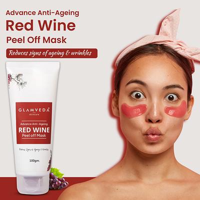 Glamveda Red Wine Advance Anti Ageing Peel Off MaskGlowing Skin & Blackheads Removal 100 ml - Masks & Peels