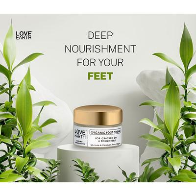 Love Earth Organic Foot Cream With Green Tea & Jojoba Oil(Simmondsia Chinensis) 50 gm - Foot Creams & Lotions