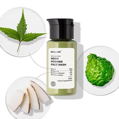 Brillare Neem Powder Face Wash For Clear, Purified, Acne Prone Skin 15 gm - Face Wash & Cleansers