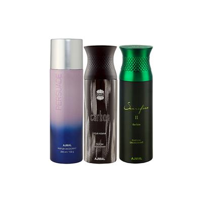 Ajmal 1 Persuade, 1 Ajmal Carbon And 1 Sacrifice II For Him Deodorants Pack of 3 200 ml - Deodorants/Roll-Ons