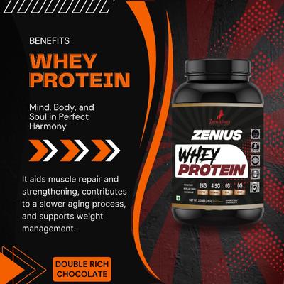 Zenius Whey Protein Powder - Double Rich Chocolate Flavour 1 kg - Whey Proteins
