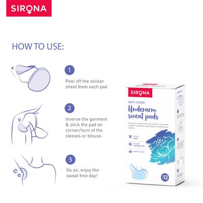 Sirona Under Arm Sweat Pads 12's - Intimate Care
