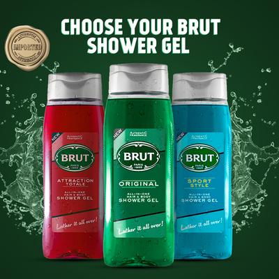 Brut Original All-In-One Hair & Body Shower Gel + Loofah 500 ml - Shower Gels & Body Wash