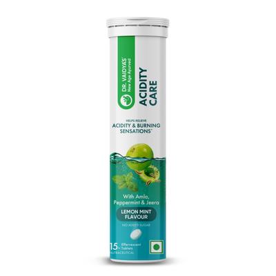 Dr. Vaidya's Acidity Care Effervescent Tablets - Lemon Mint Flavour 15's - Speciality Medicines