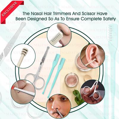 Majestique Nasal Hair Trimmers with Safety Scissor Nose and Ears Grooming Kits Multicolor 3's - Grooming Kits
