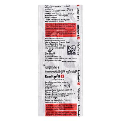 Ramihart H 5mg Tablet 10'S - Hypertension-ACE