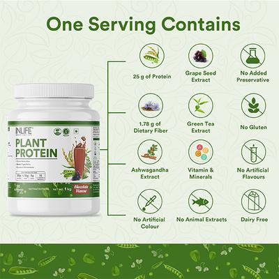 INLIFE Plant Protein Powder - Chocolate Flavour 1 kg - Protein Drink