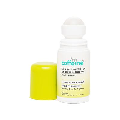 mCaffeine 5% AHA Underarm Fresh Green Tea Deodarant Roll On Prevents Odour & Pigmentation 50 ml - Women Deodorants/Roll-Ons