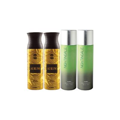 Ajmal 2 Aurum Femme And 2 Nightingale Deodorants Pack of 4 200 ml - Deodorants/Roll-Ons
