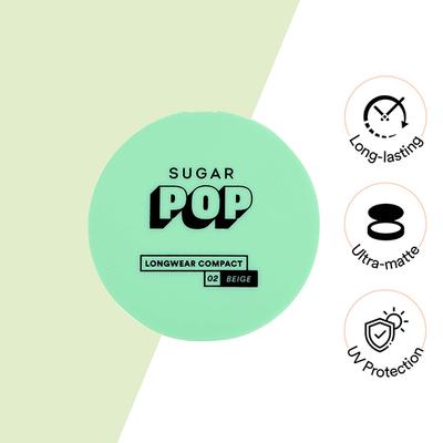 SUGAR POP Longwear Compact - 02 Beige 9 gm - Compact Powder