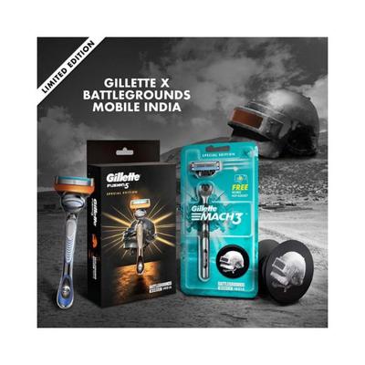 Gillette Fusion Men's Razor For Shave & Beard Shape With Battlegrounds Mobile India (BGMI) Handle 1's - Razors & Cartridges