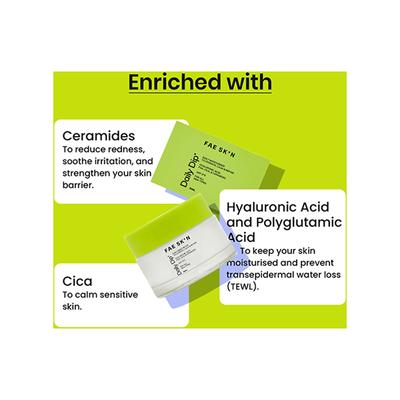 FAE Beauty Daily Dip Daily Moisturizer with Hyaluronic Acid,PGA ,Cica, and Ceramides for all Skin Types 50 ml - Face Moisturizers