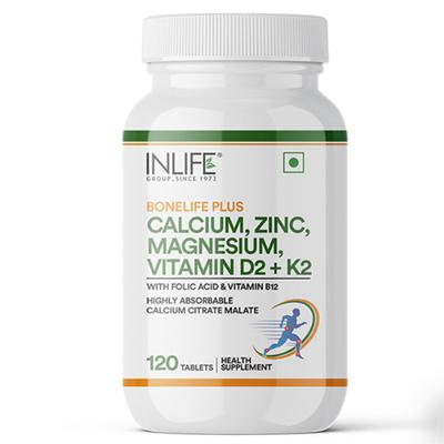 Inlife Calcium, Zinc, Magnesium, Vitamin D2 + K2 Tablet 120's - Calcium And Minerals