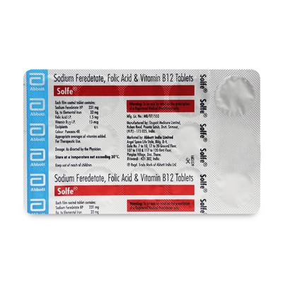 SOLFE Tablet 15's - Iron Supplement/Anaemia-Vma