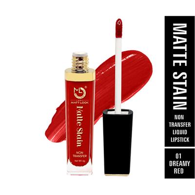 Matt Look Matte Stain Non Transfer Long Lasting Liquid Lipstick for Hydrated - Dreamy Red 6 gm - Liquid Lipsticks