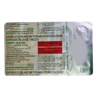 DAPARYL M 5/1000 Tablet 10's - Diabetes-Ant