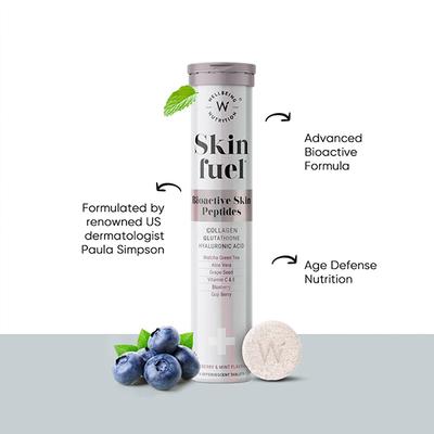 Wellbeing Nutrition Skin Fuel Japanese Collagen Peptides, L-Glutathione, Antioxidants Hyaluronic Acid, Grape Seed, Vitamin E - Hair & Skin