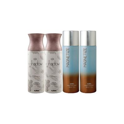 Ajmal 2 Shadow Him And 2 Magnetize Deodorants Pack of 4 200 ml - Deodorants/Roll-Ons