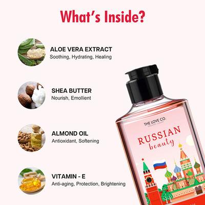 The Love Co. Russian Beauty Body Wash - Body Wash For Women - Hydrating - Moisturizing Body Care - 100% Vegan - Paraben Free 250 ml - Shower Gels & Body Wash