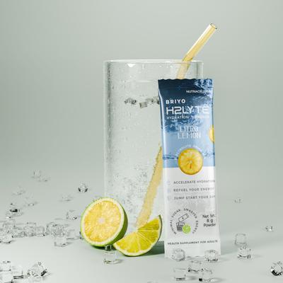 Briyo H2Lyte Minerals & Vitamins Sachets - Lemon Flavour (Pack of 10 x 8 g) - Nutritional Supplement