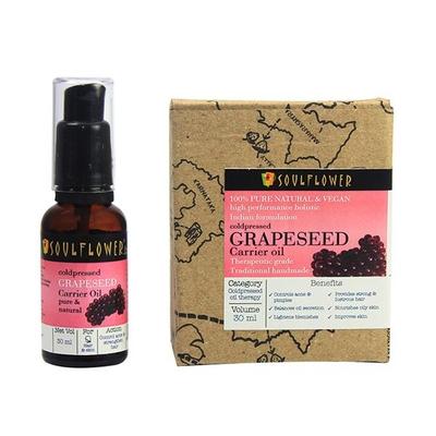 Soulflower Coldpressed Carrier Oil - Grapeseed 30 ml (N) - Hair Oils
