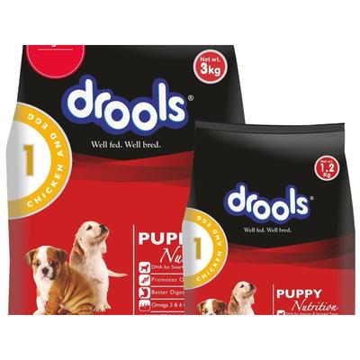 Drools Chicken & Egg Puppy Dog Food 3 kg (With Free 4 Pcs Of 60 gm Gravy) - Petfood