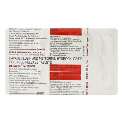 DAPAVEL M 10/500 Tablet 10's - Diabetes-Ant