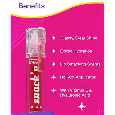 Swiss Beauty Craze Snack'n Nourishing Lip Oil, with Vitamin E and Hyaluronic Acid 2. Apple Tart 4.5 ml - Lip Balms
