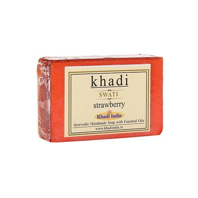 Khadi Swati Ayurvedic Handmade Soap - Strawberry 125 gm - Soaps
