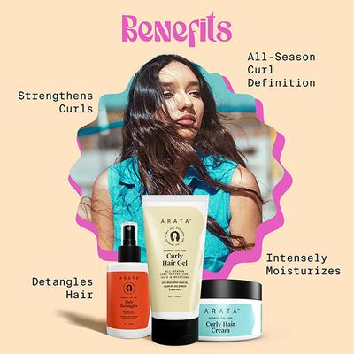 Arata Advanced Curl Care Hair Detangler (100 ML), Advanced Curl Care Hair Cream (100 GM), & Advanced Curl Care Hair Gel (150 ML) 350 gm - Hair Perms & Texturizers