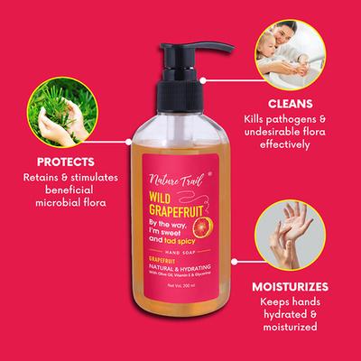 Nature Trail Wild Grapefruit Handwash with Olive Oil, Vitamin E and Glycerine, Sulphate and Paraben Free 200 ml - Hand Wash & Soaps