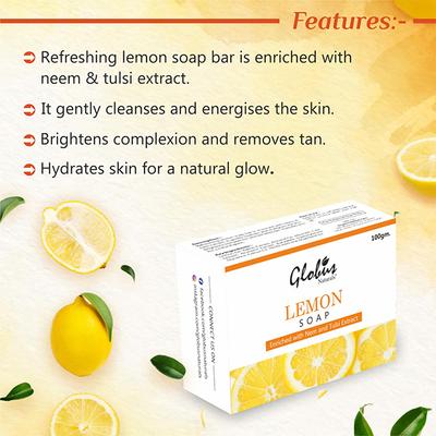 Globus Naturals Detoxifying Lemon & Charcoal Soap 200 ml - Soaps