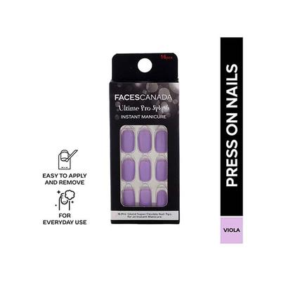 Faces Canada Ultime Pro Splash Instant Manicure - Viola , Press On Nail Extensions - 16 Pcs 1's - Nail Art