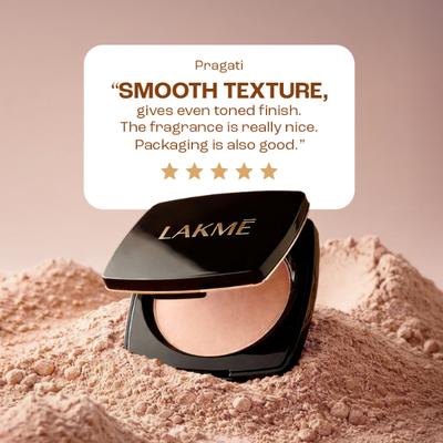 Lakme Forever Matte Compact, Smooth Finish, Lasts for 12 Hrs, Even Toned Look, Shell, 9 gm - Compact Powder